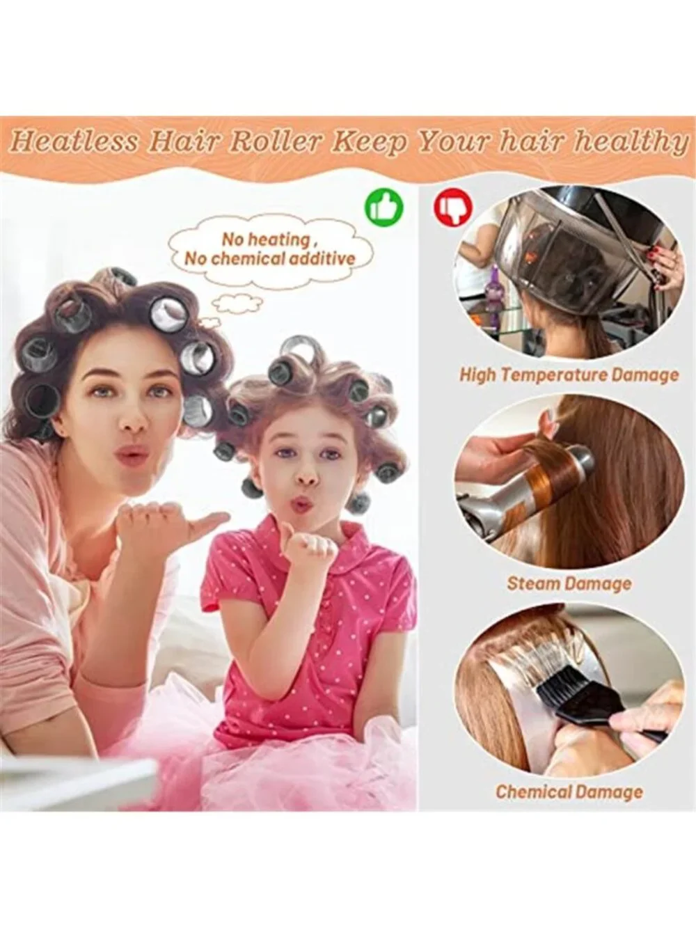 Hair Curler Rollers for Women 24PCS Heatless Hair Roller with 12 PCS Clips